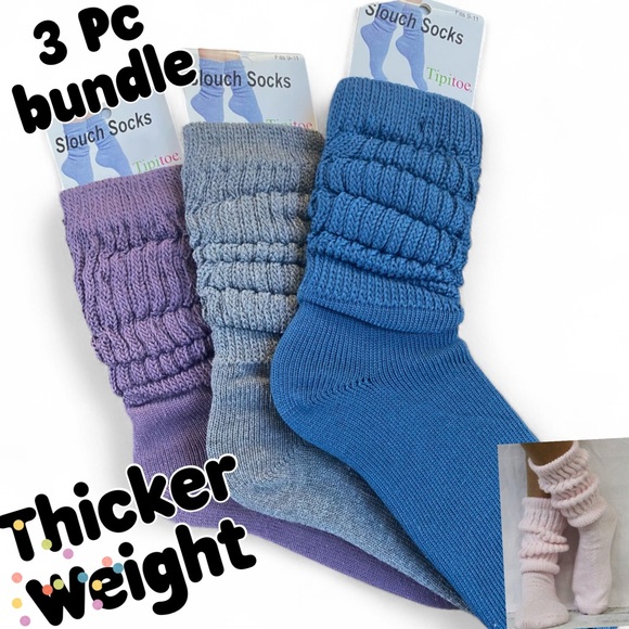 NEW COLOR PACK 🍂3 Pair Thick/Chunky Slouch Socks Ladies - Picture 1 of 8